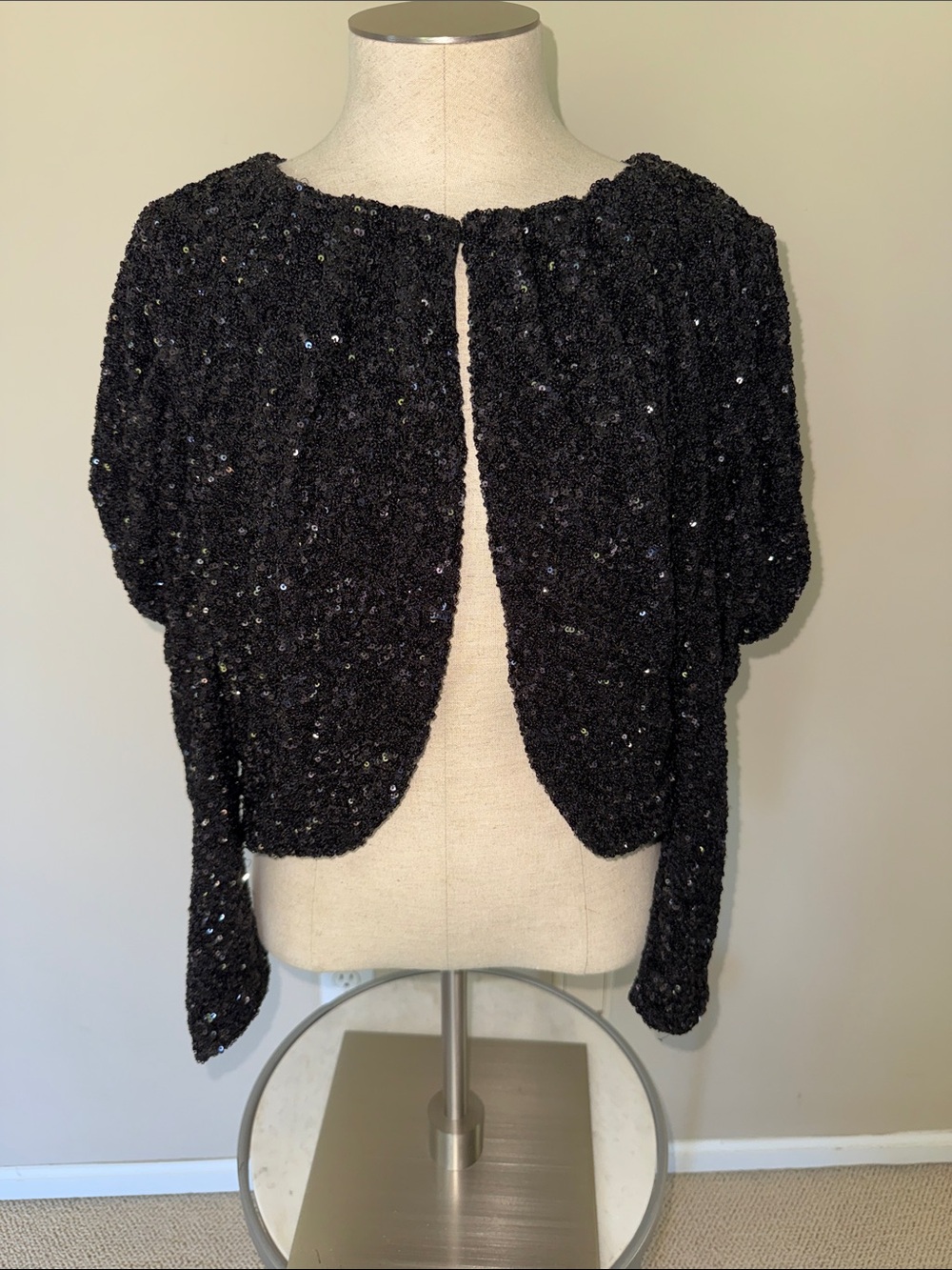 White House Black Market Black Sequin Bolero Shrug